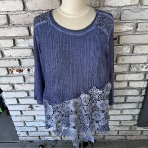 Krazy Kat blue front lace top.  size XL